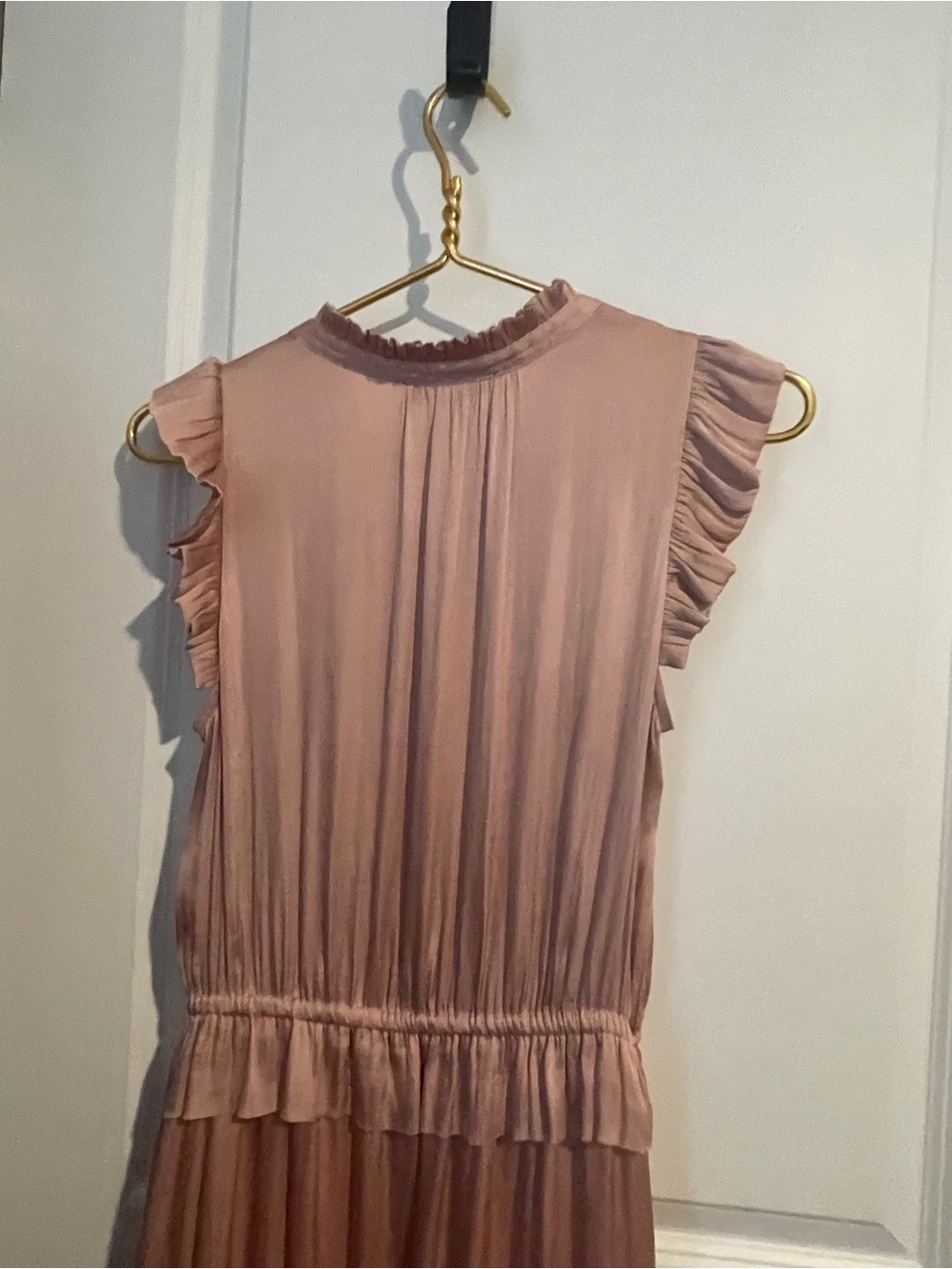 Women’s Pink Ruffle Maxi Dress Banana Republic 6 Cottage Core Tiered Ruffles - Picture 9 of 10